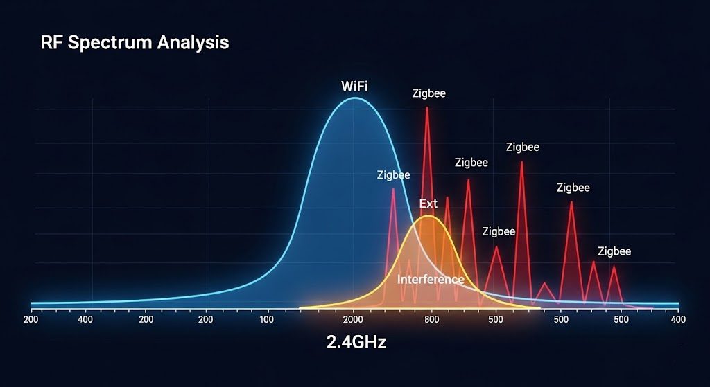 WiFi vs Zigbee Interference Calculator & Visualizer (2026)