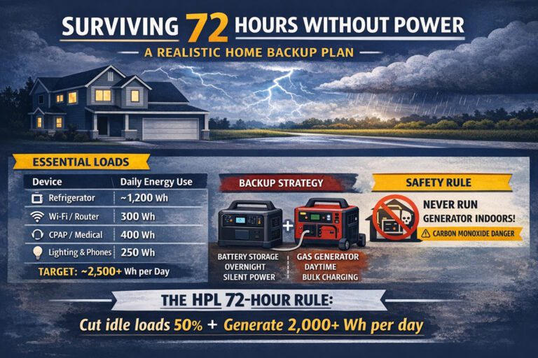 72 Hour Power Outage Plan: Realistic Energy Math for Home Survival