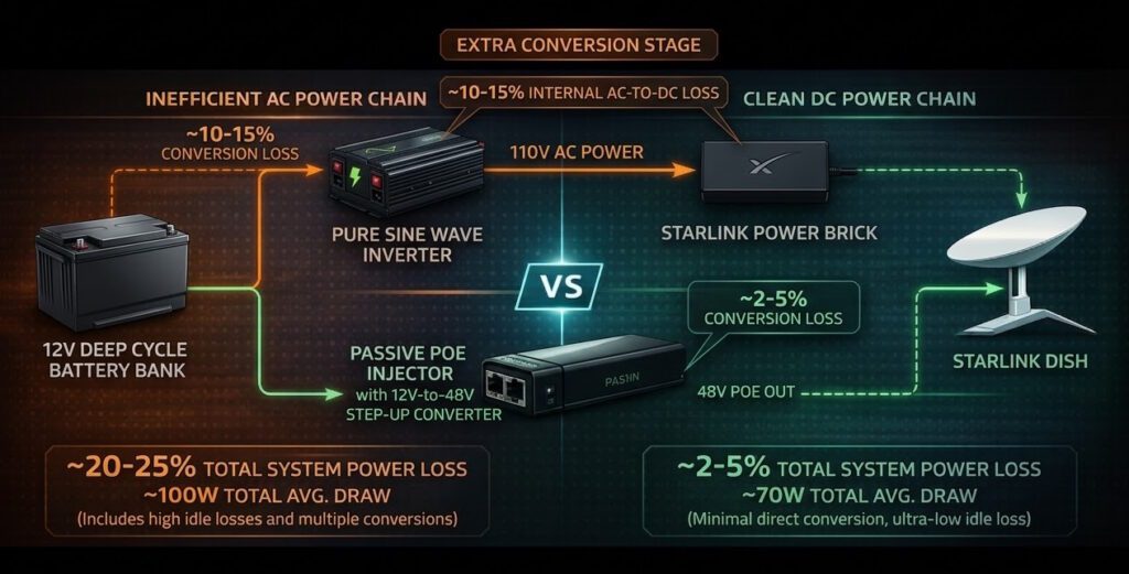 Starlink DC Power Efficiency: Bypassing the Inverter Tax